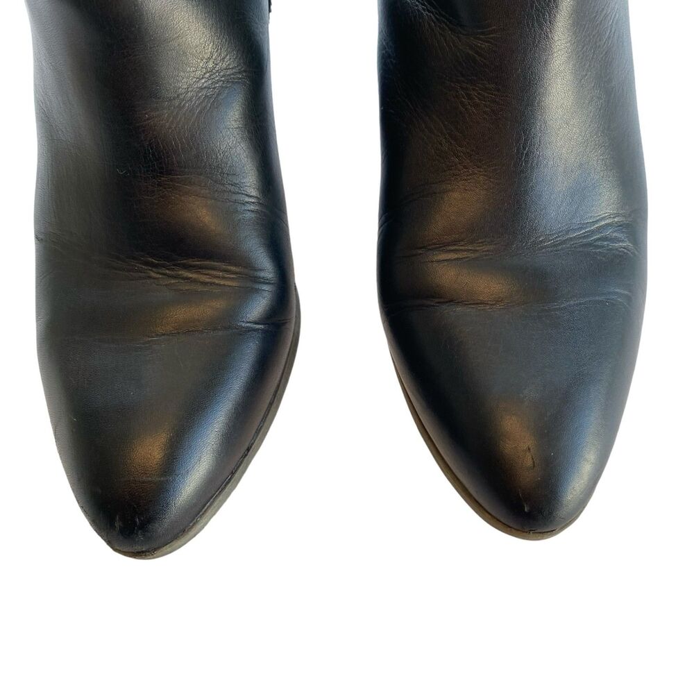 FRYE JUDITH Black Double Zip Leather Stacked Heel Ankle Boots Booties Size 9.5 - Picture 4 of 12